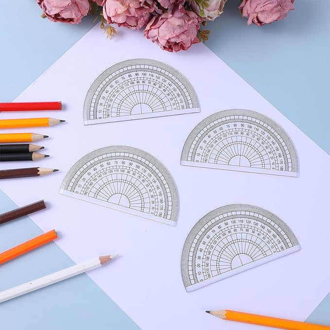 100 Pcs 4 Inch Clear Plastic Protractor Bulk Math Protractors Set 180 Degrees - Image 6