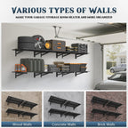 jusgym 4 pack garage shelving wall mounted, 2x3ft showing dimensions