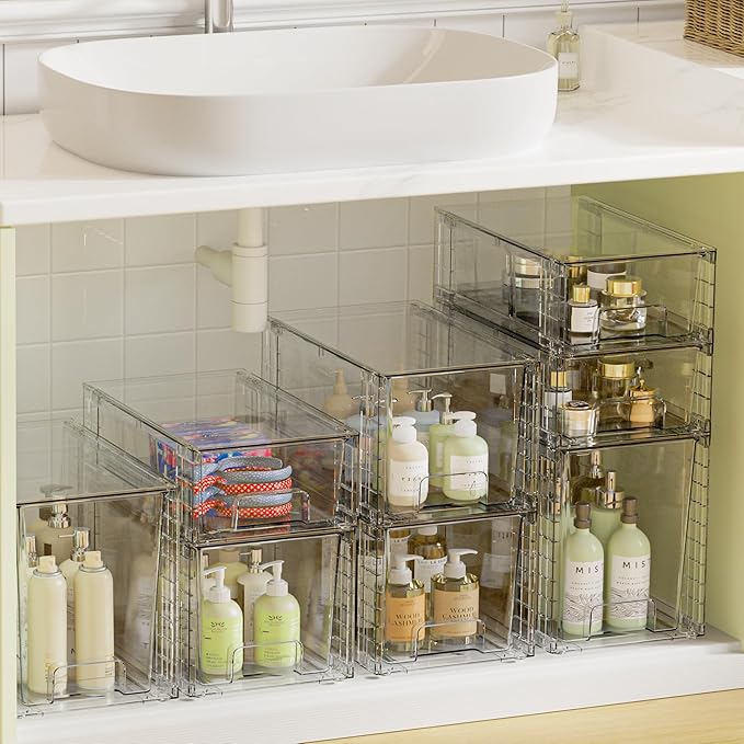 Vtopmart 3 Pack Clear Stackable Storage Drawers, Plastic Drawers - Image 9