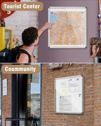 Mifuro 28"x26" Enclosed Bulletin Board, Lockable Weather-Resistant Aluminum - Image 7