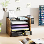 simple trending wood desk organizer, 5-tier file organizer on a desk or shelf