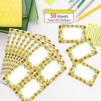 Wonmon 200 PCS Sunflower Name Tags Stickers, Self Adhesive Sunflowers Style - Image 3