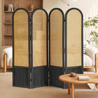 Asnefeli Room Divider 4 Panels, Folding Privacy Screen, Foldable Wood Rattan - Image 8