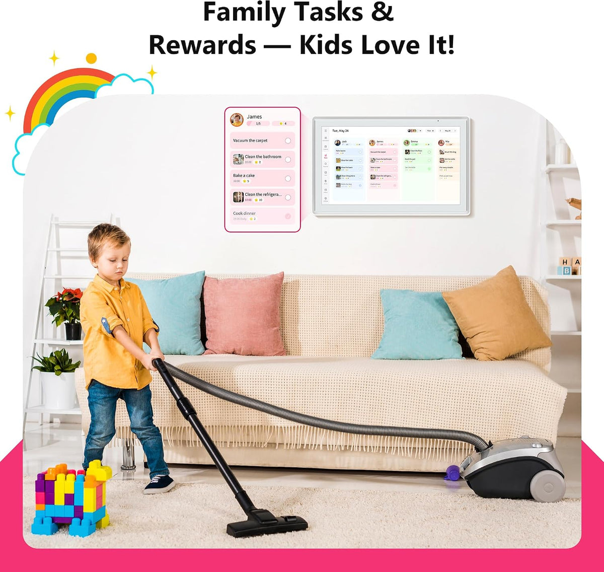 21.5" Family Digital Touchscreen Calendar for Chore & Meal Planning