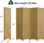 Cozy Castle Wood Room Divider, 4 Panels Folding Privacy Screen, 66.9'' Wall - Image 2