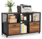 tribesigns 2 drawer wood file cabinets, modern mobile, front angle view