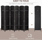 HOMCOM Room Divider, 6 Panel Folding Privacy Screen, 6FT Tall Portable Wicker - Image 3