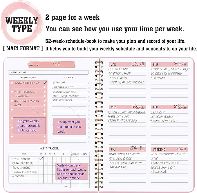 Undated Weekly Planner- Weekly Goals Notebook, A5 To Do List Planner, Habit - Image 4