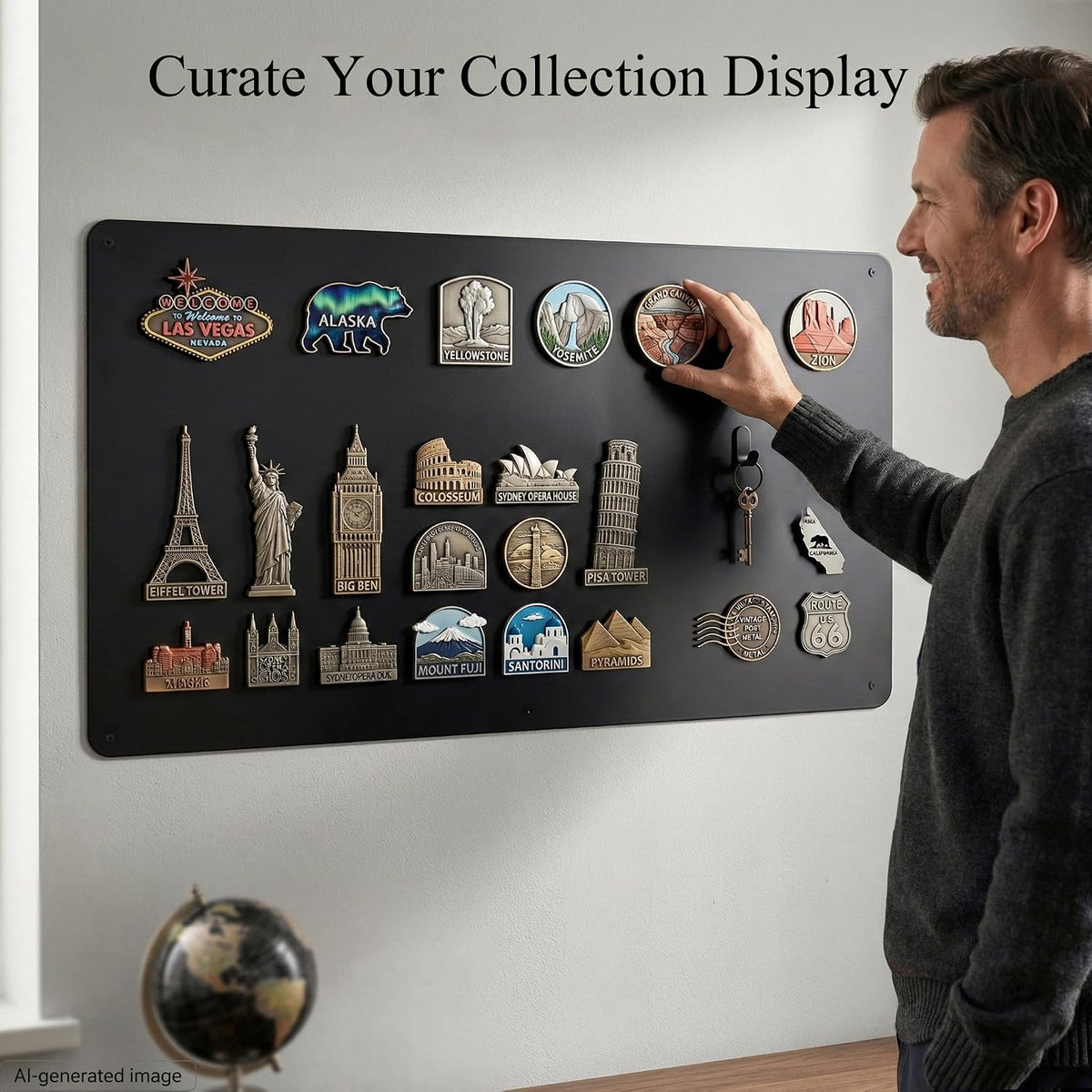 Souvenir Magnetic Board for Wall: Large Gallery for Collections