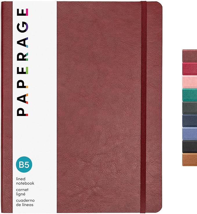 PAPERAGE Softcover Lined Journal Notebook, 176 Pages, Large B5 College Ruled by PAPERAGE