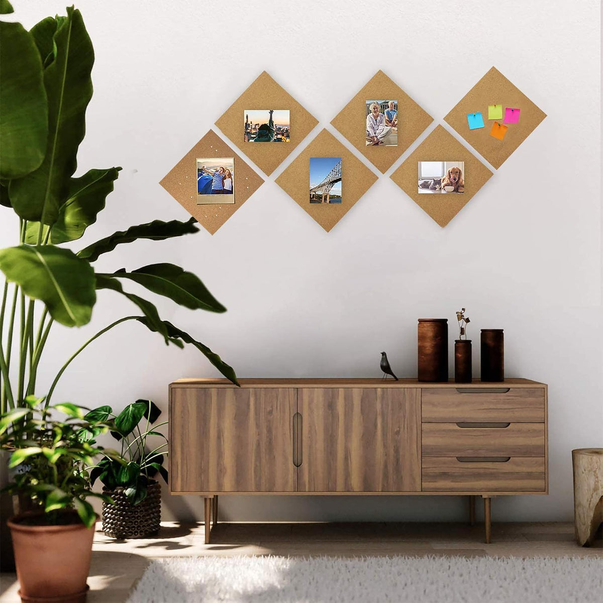 SUNGIFT Cork Board 12"x12" - 1/2 Inch Thick Self-Adhesive Tiles, 6 ...