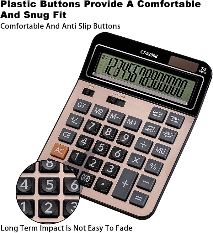 HIHUHEN Large Computer Electronic Calculator Counter Solar & Battery Power 14 - Image 4
