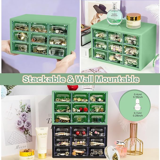 Desk Storage Organizer with 9 Drawers, FODIENS Stackable Desktop Craft Drawer - Image 5