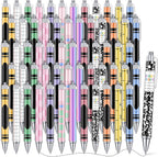 Cholemy 48 Pcs Composition Notebook Pens Bulk Pack, 12 Styles Retractable Ballpoint Pens, Cute School Themed Pen for Teachers Students Classroom Prizes Back to School Gifts Office Supplies