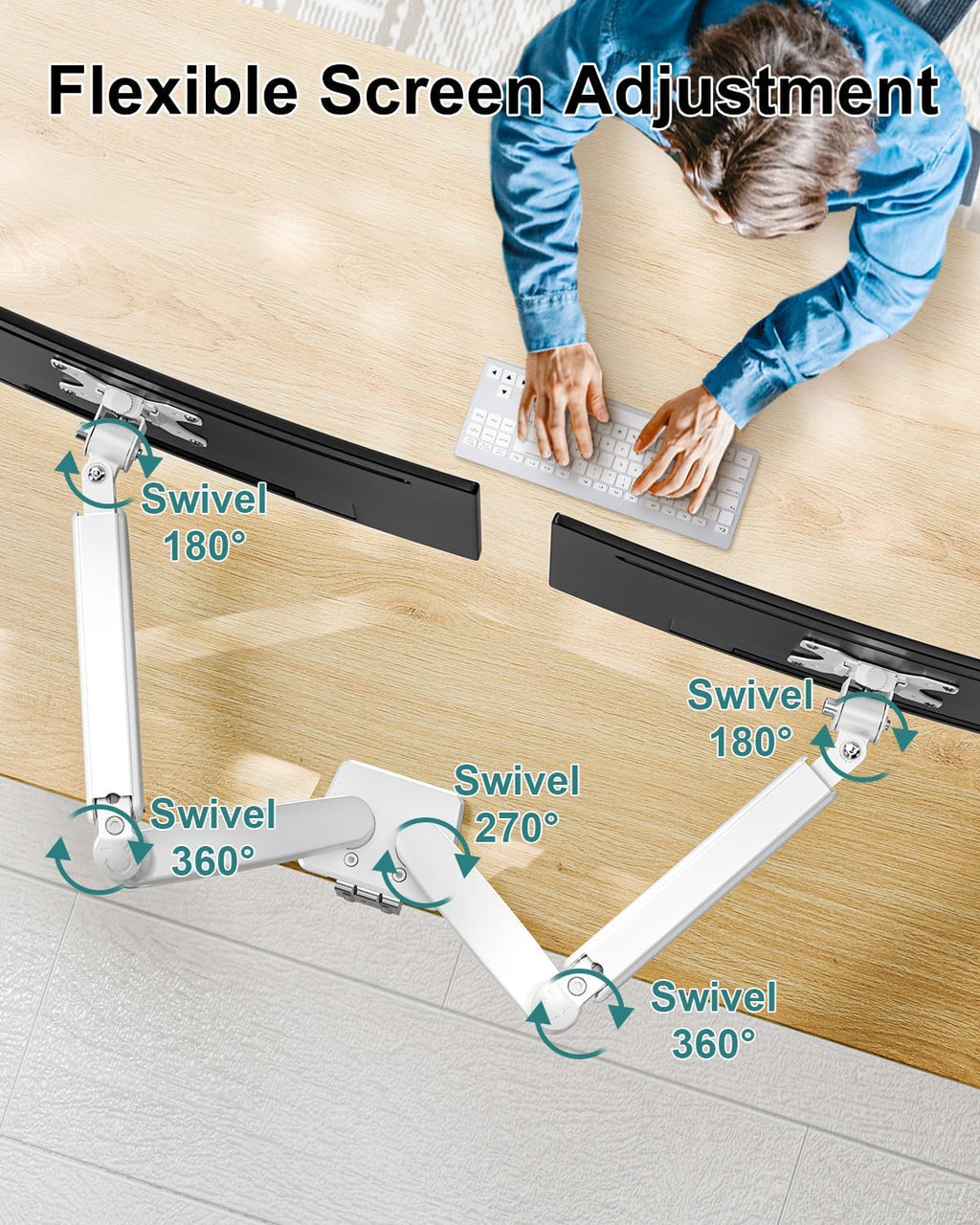 dual monitor arm desk mount fits max 32, side view