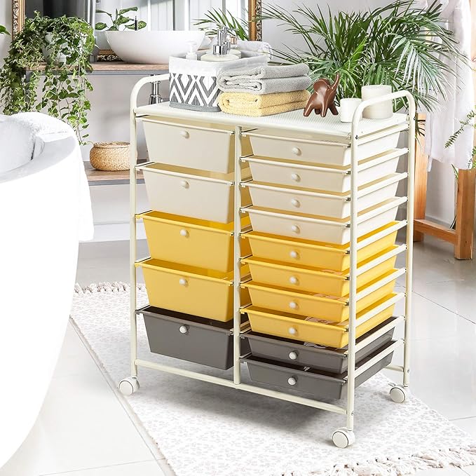 DORTALA 15-Drawer Rolling Storage Cart - Image 8