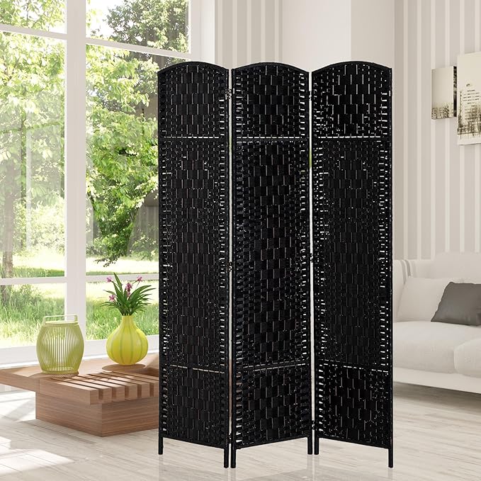HOMCOM Room Divider, 3 Panel Folding Privacy Screen, 6FT Tall Portable Wicker - Image 6