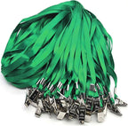 Beebel Green Lanyards 100 Pack Nylon Flat Badge Lanyard by Beebel