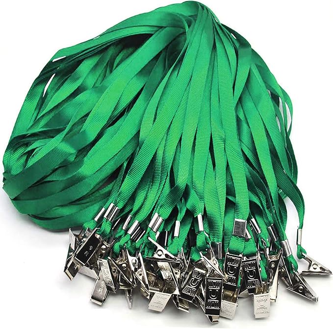 Beebel Green Lanyards 100 Pack Nylon Flat Badge Lanyard by Beebel