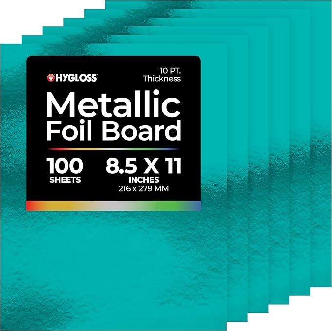 Hygloss Metallic Cardstock Sheets – 100 Shiny Light Blue Sheets, 8.5” x 11” by HyglossProductsInc