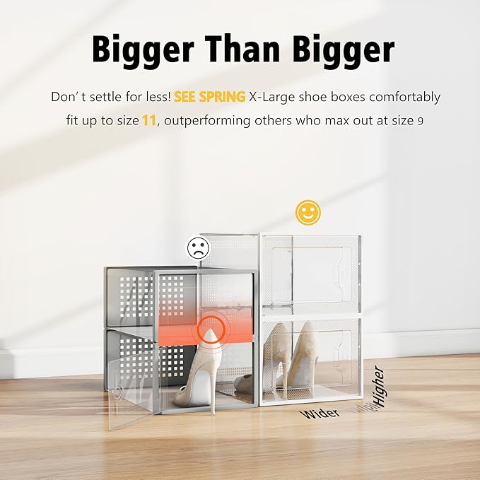 SEE SPRING X-Large Shoe Storage Box Fit Size 11, Space Saving Foldable Shoe - Image 2