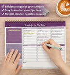 ALKALO Weekly To Do List Notepad, 52 Undated Sheets （8.5"×11") Duplex-Printed - Image 5