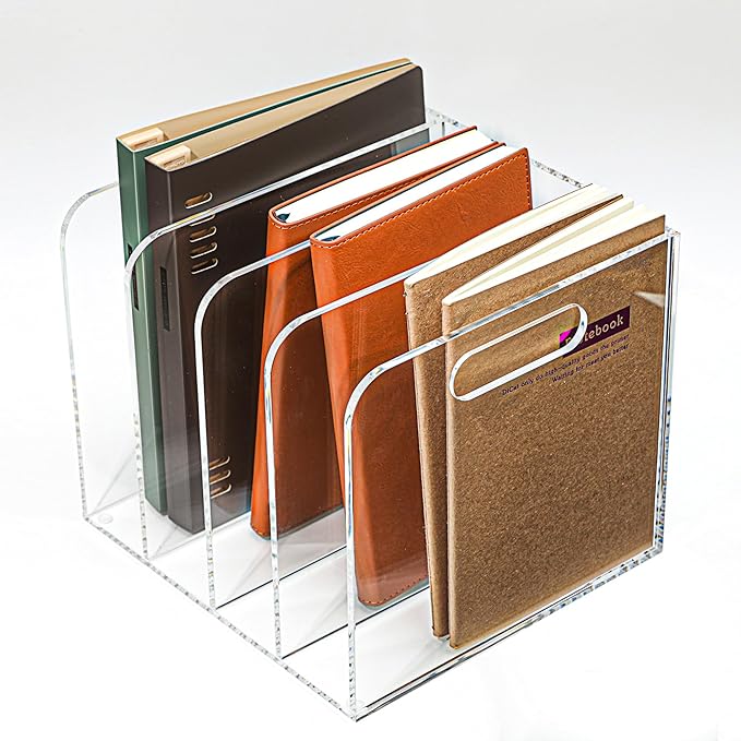 AIDIMOO Acrylic Magazine File Holder, 4 Vertical Compartments Desk Document by Unknown
