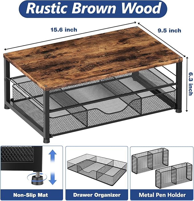 OPNICE Wood Desk Organizers and Accessories, 2-Tier Computer Monitor Stand Riser - Image 3