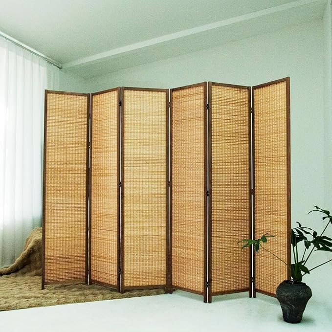 Loomveil 6 Panel Room Divider Folding Privacy Screen, 67 inch Bamboo Panel by Unknown