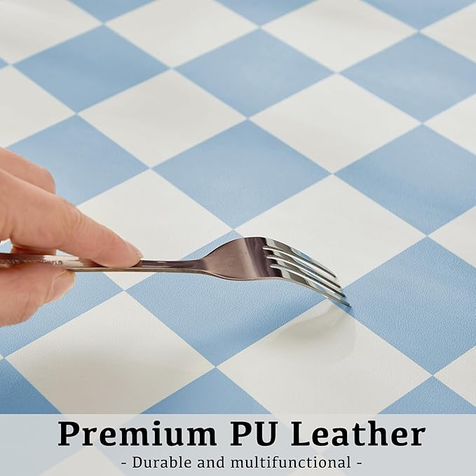 Ohocut Checkered Desk Mat, Large Cute Aesthetic Retro PU Leather Computer - Image 5