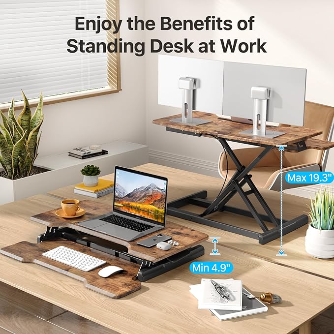 JYLH JOYSEEKER Standing Desk Converter 32 inch, Height Adjustable Sit Stand - Image 3