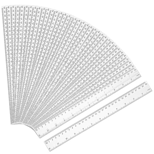 Eboot 50 Pack 12 Inch Rulers Bulk Clear Plastic Ruler Measuring Tool by eBoot