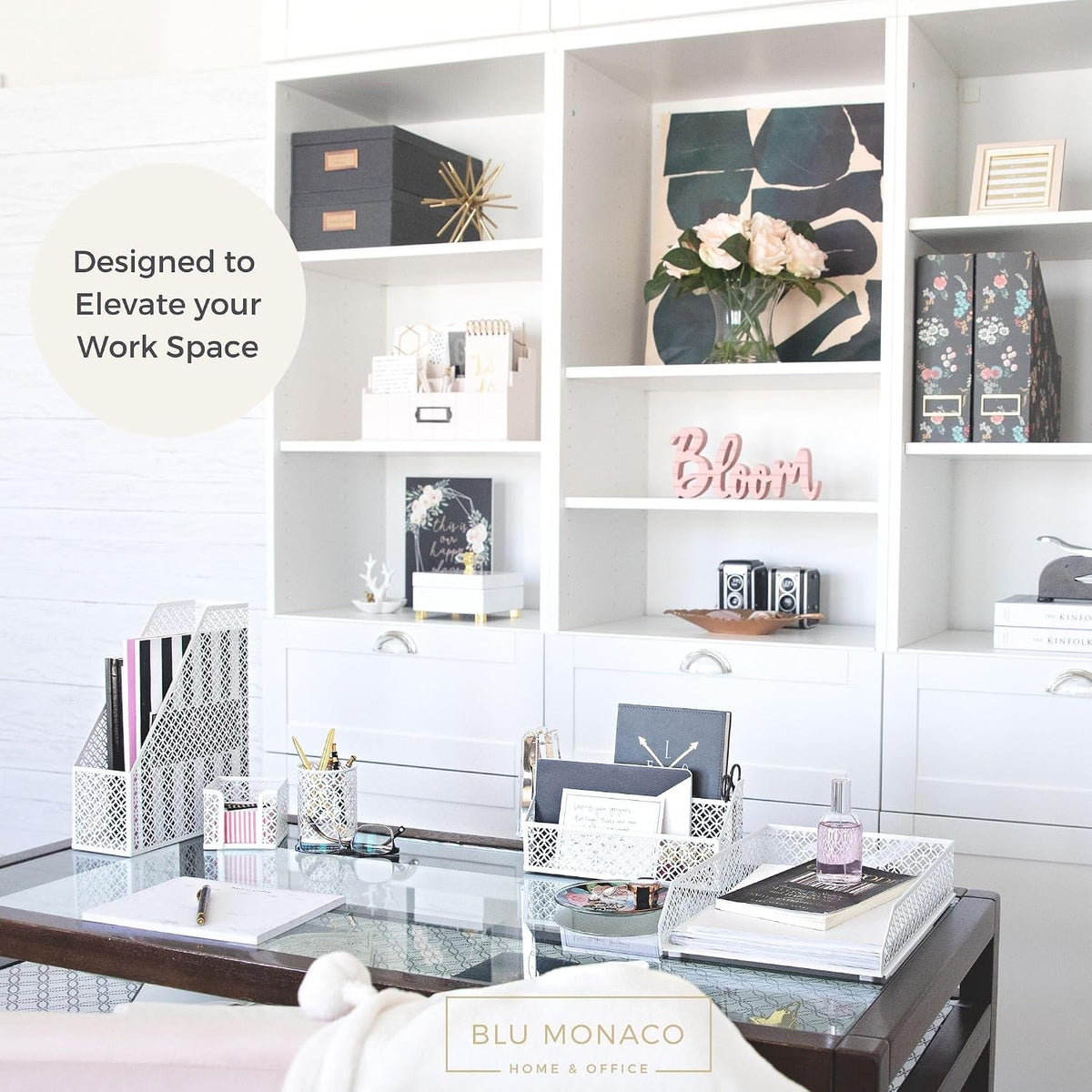 BLU MONACO | White Desk Organizer Set 6 Piece | Mail Sorter Organizer Counter...