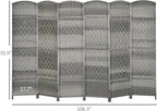 HOMCOM 6 Panel Room Divider, Hand-Woven Freestanding Wall Partition - Image 7