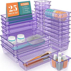 WOWBOX 25 PCS Plastic Drawer Organizer Set, Desk Drawer Divider Organizers and by WOWBOX