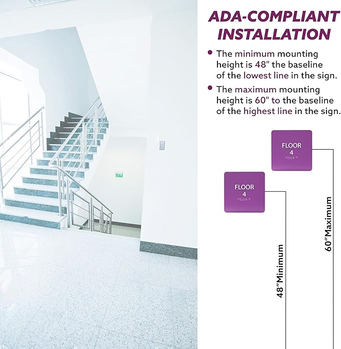 Grey w/Black ADA Floor 4 Sign - Image 4