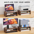 BONTEC Wooden Monitor Stand Riser, 2-Tier Desk Shelf - Image 8