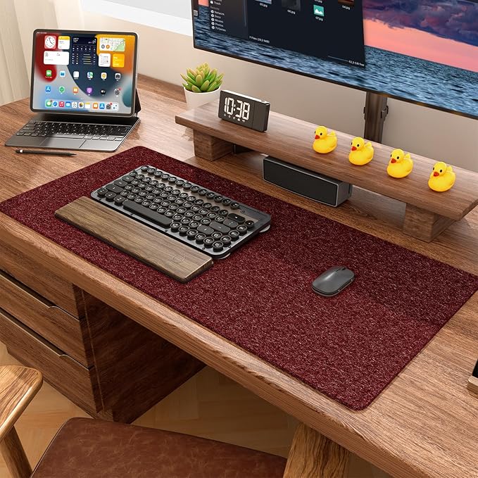 Auhoahsil Felt Desk Mat, Minimalist Large Mouse Pad XL 31.5 x 11.8 in, Desk Matt - Image 6