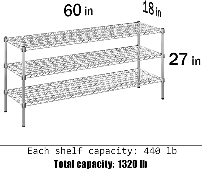 Regal Altair 18" Deep x 60" Wide x 27" Height Wire Shelving Kit | 3-Tier | NSF - Image 3