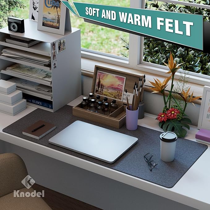 K KNODEL Felt Desk Mat, Large Desk Pad Protector, Office Computer Desk Mat - Image 5