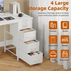Somdot Small Computer Desk with 4 Drawers for Bedroom, Home Office Desk | 39 Inch Simple Writing Desk,Study Table with Storage Drawers for Home Office, Study, Living Room and Small Spaces, White