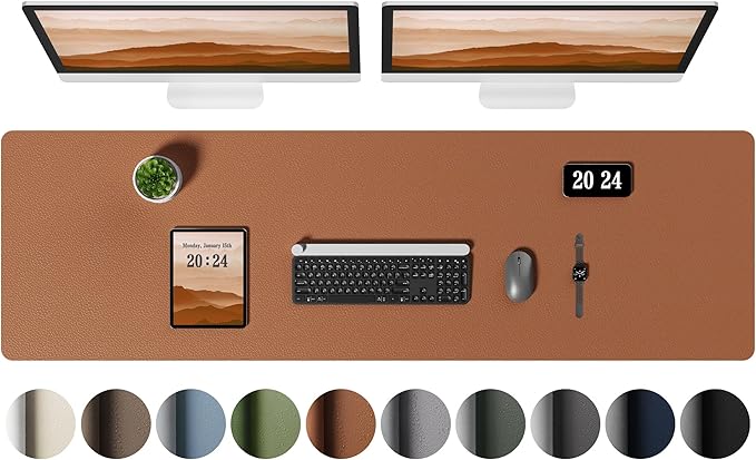 Aothia Leather Desk Pad Protector, Office Desk Mat, Large Mouse Pad, Laptop by AothiaSimpleNaturalUnique
