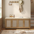 vasagle boho shoe bench with cushion, 4 rattan-look, main product view