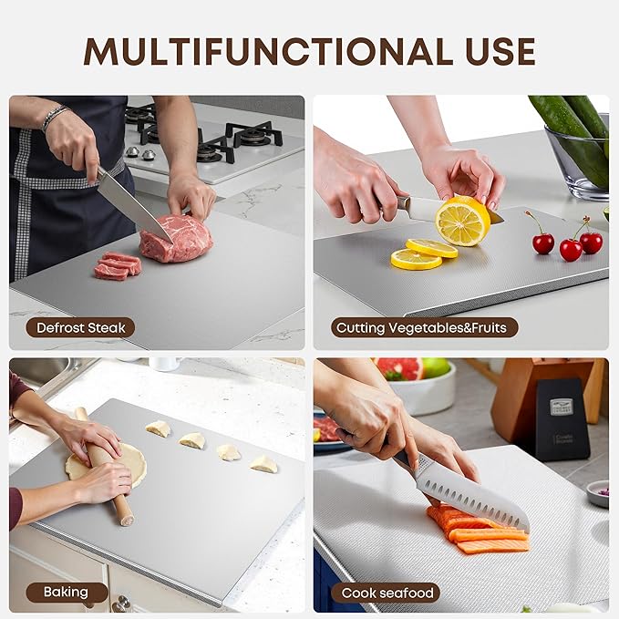 KORVOS Stainless Steel Cutting Board, 15.7"L x 11.8" W Heavy Duty Steel - Image 8