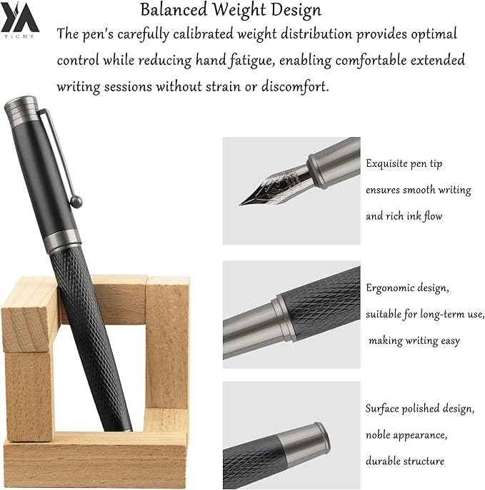 YICMY Fancy Fountain Pen Set – Fine & Medium Nibs, Includes 18 Ink Cartridges - Image 2