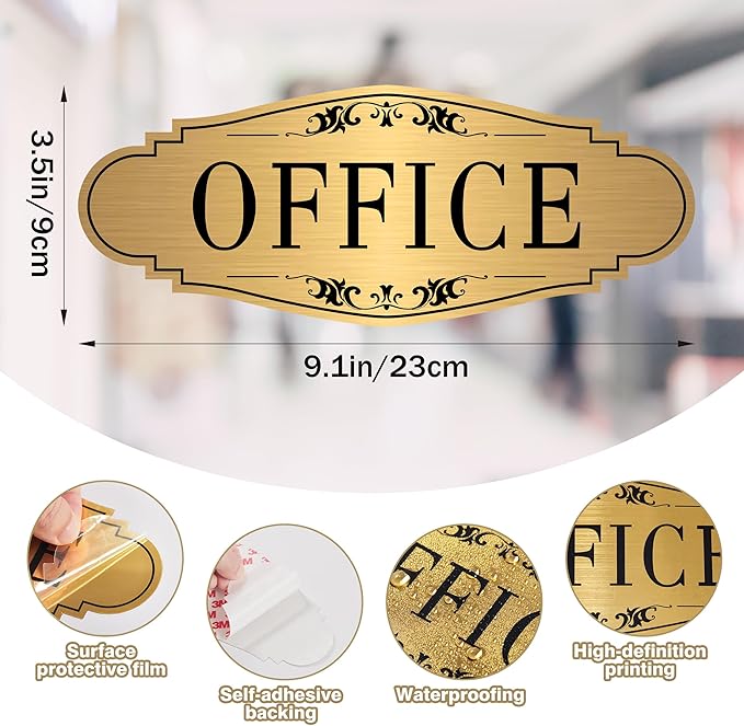 The Office Door Sign for Home and Business，Self-Adhesive Waterproof and - Image 2