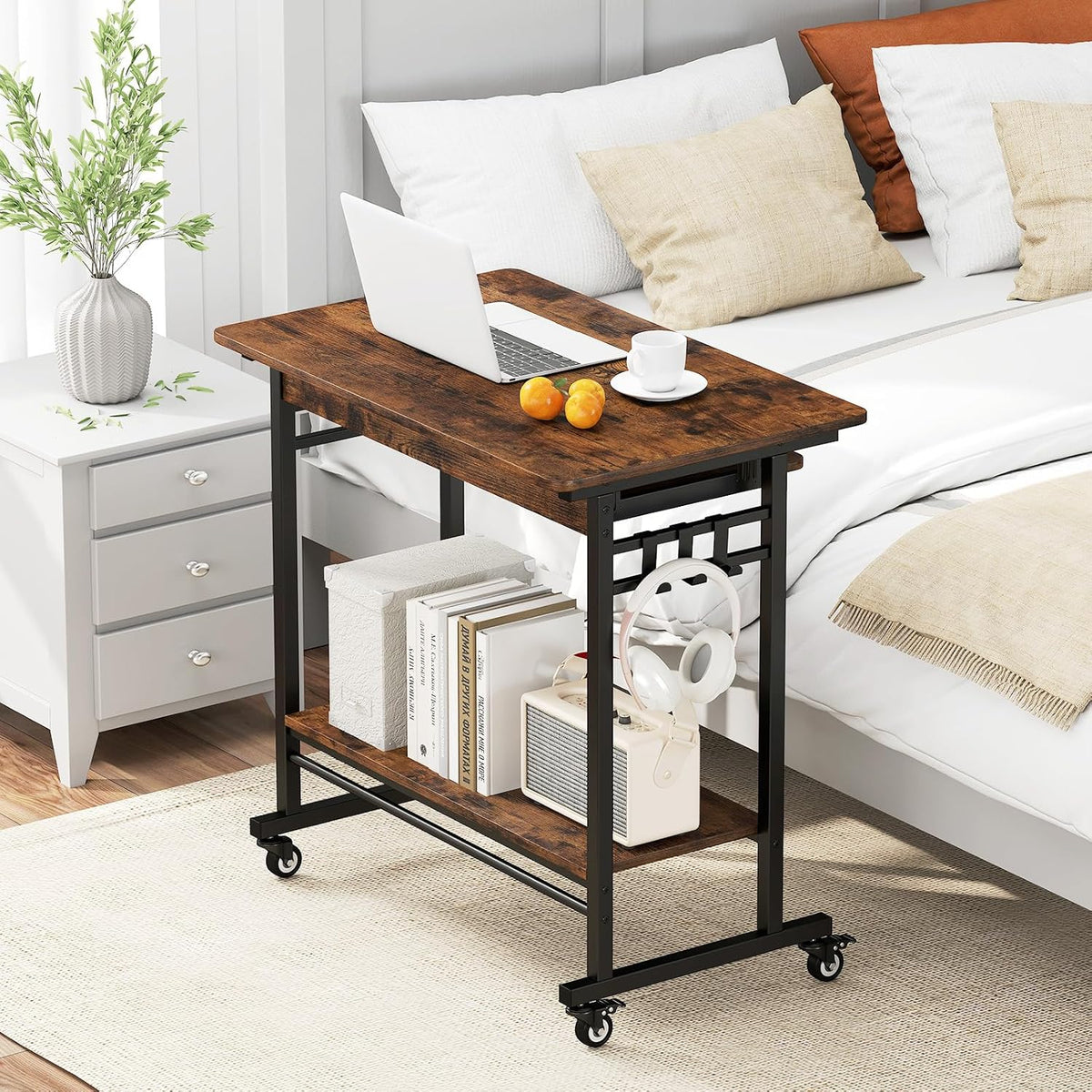 Tangkula Rolling Computer Desk Cart with Keyboard Tray, Mobile Portable Lapto...