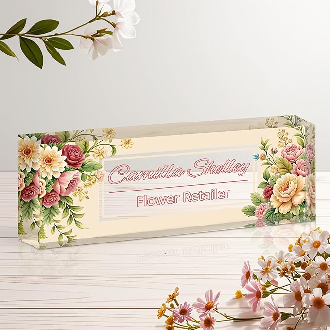 Personalized Name Plate for Desk, Custom Acrylic Desk Name Sign, Office by Unknown