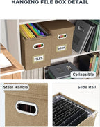 Oterri File Organizer Box with Lid, Hanging Filing File Box with Mesh Pocket - Image 5