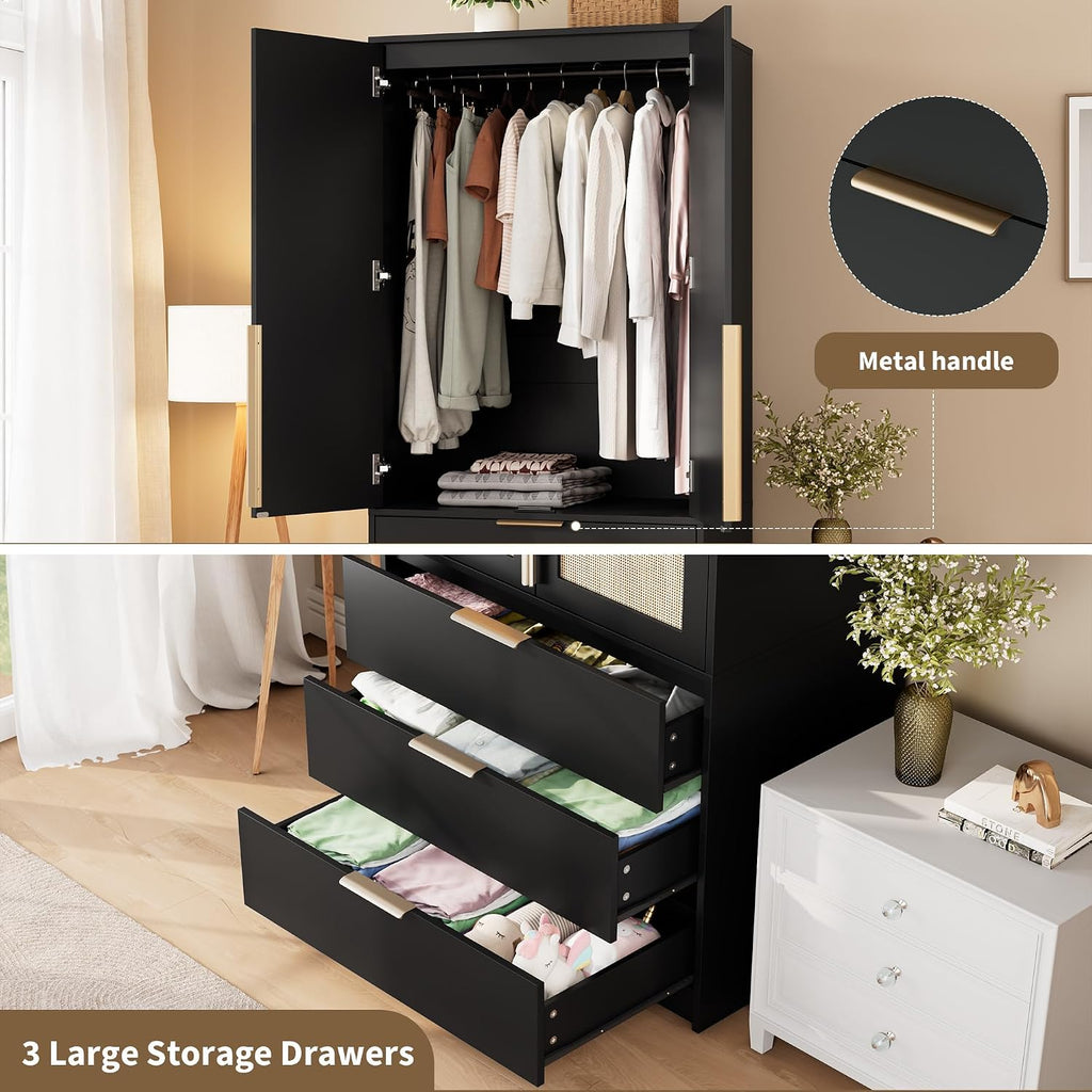 garveehome 70" wardrobe armoire wooden closet with 3, package contents